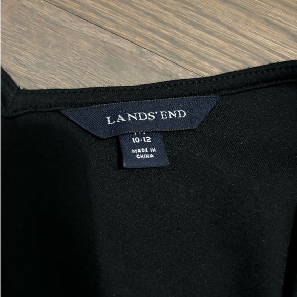 Lands End Black Faux Wrap Dress 3/4 Sleeve Surplice Neck Knee Length. Size 10-12 - Picture 5 of 5